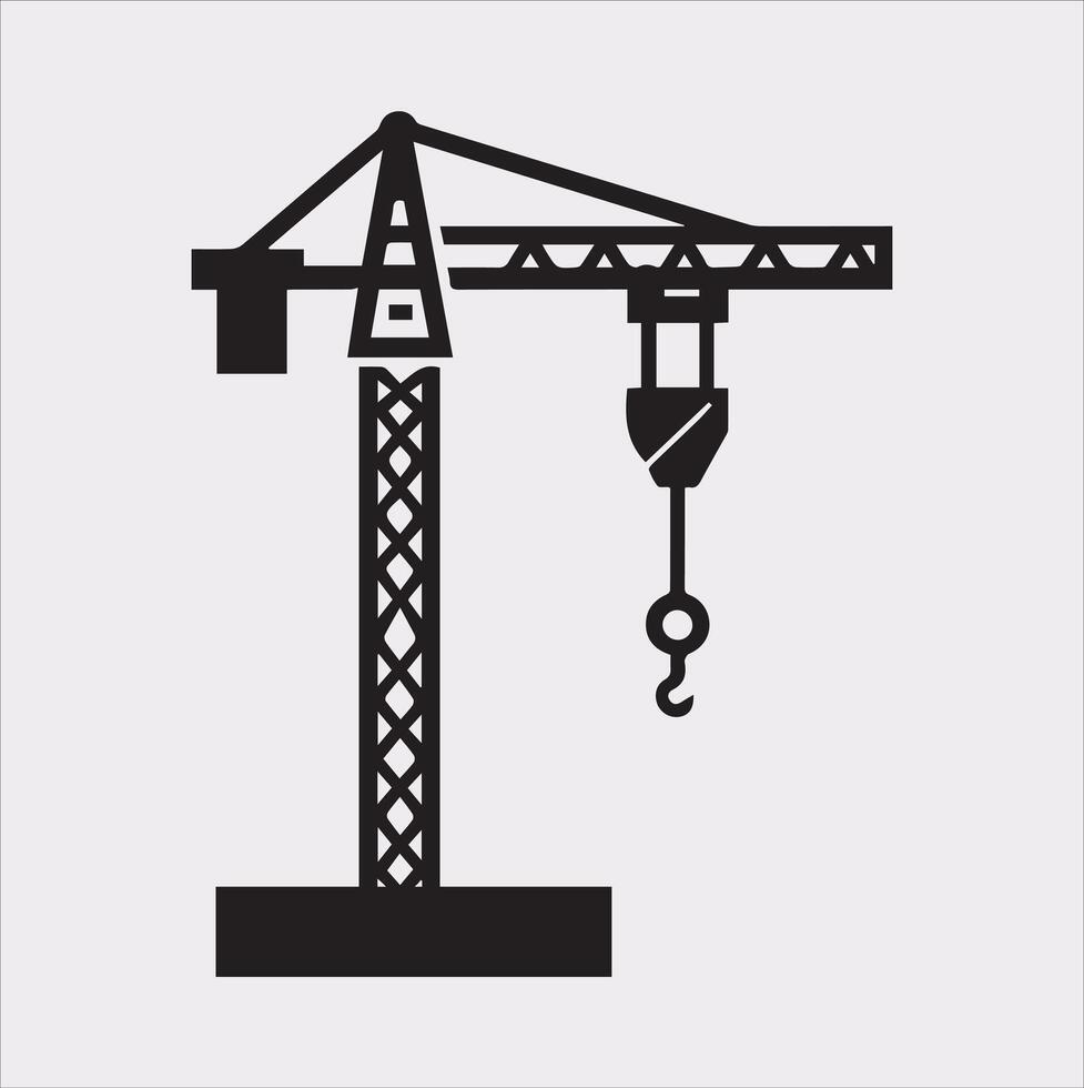 Building Crane and hook logo design silhouette on white background vector