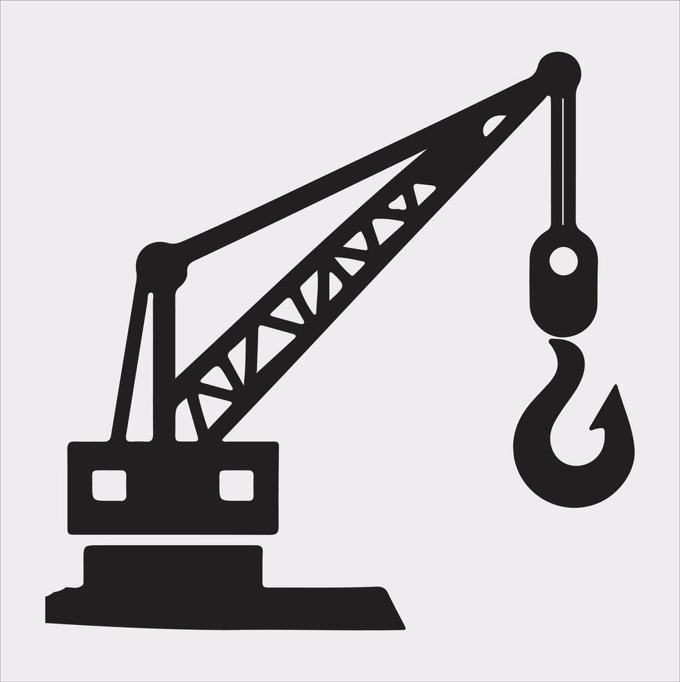 Building Crane and hook logo design silhouette on white background vector