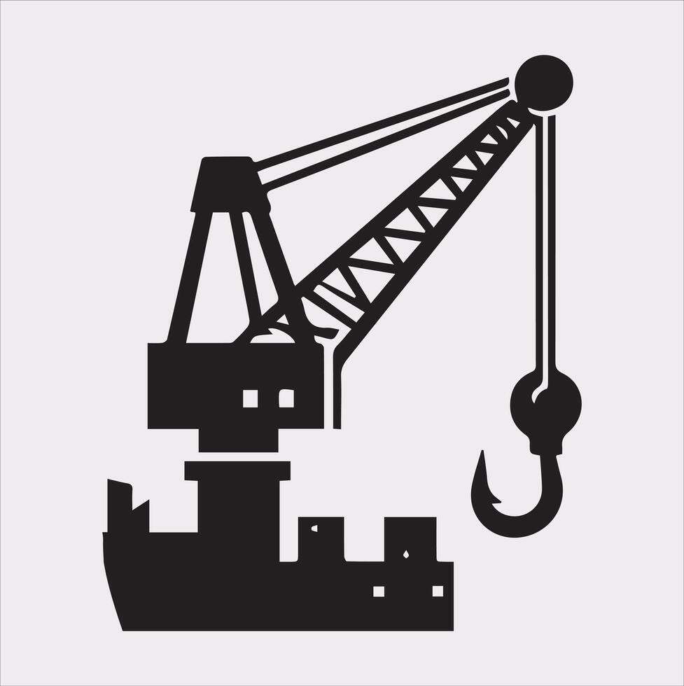 Building Crane and hook logo design silhouette on white background vector
