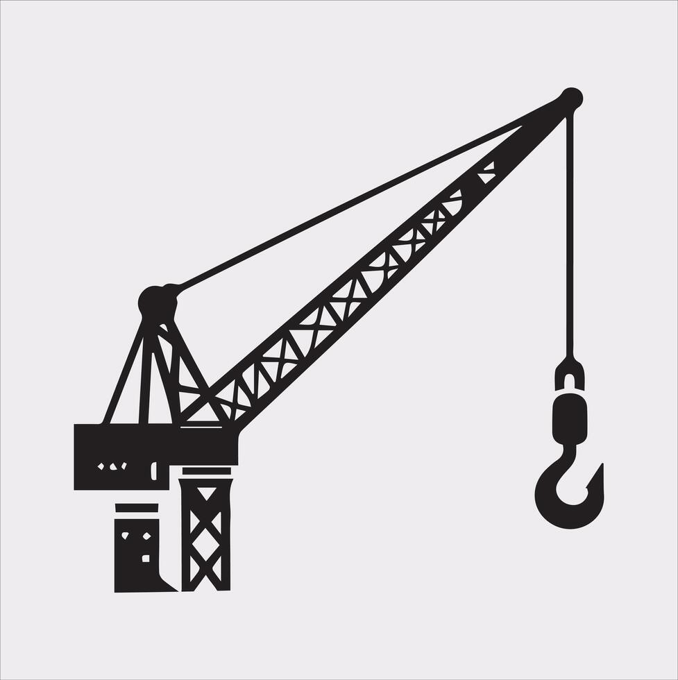 Building Crane and hook logo design silhouette on white background vector