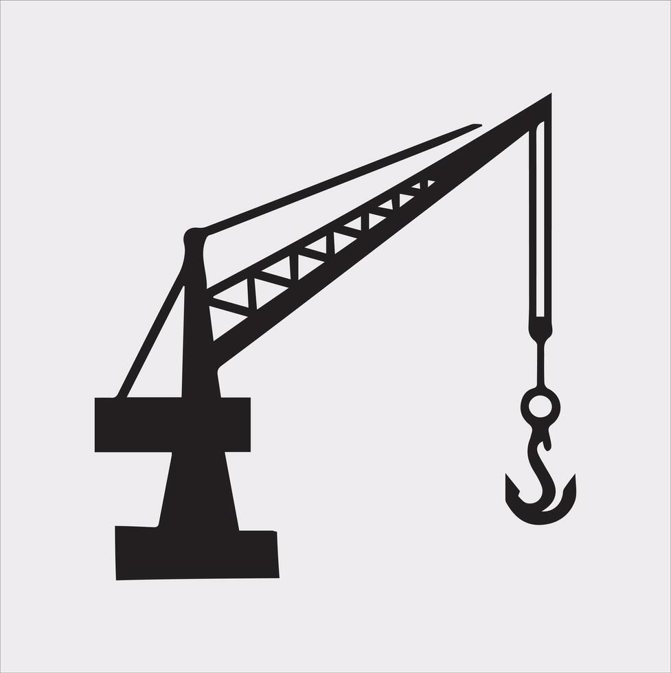 Building Crane and hook logo design silhouette on white background vector