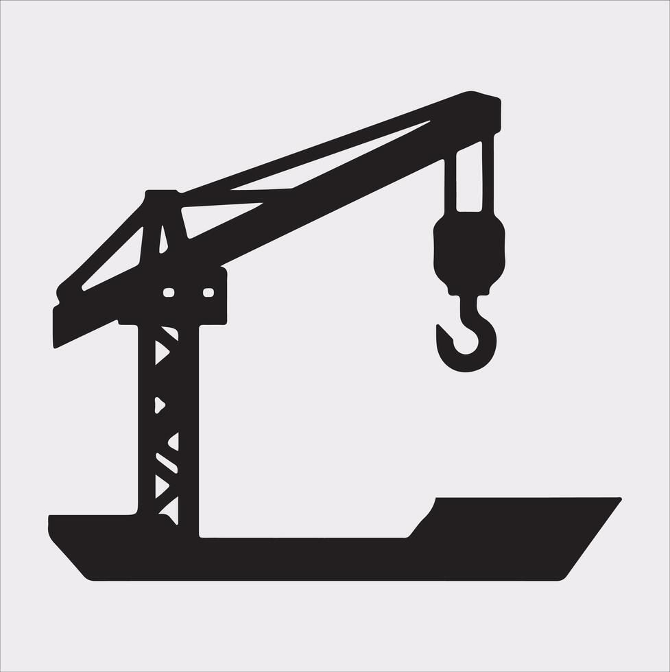 Building Crane and hook logo design silhouette on white background vector