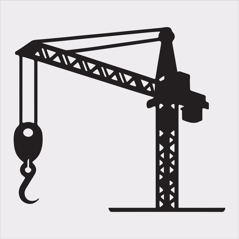 Building Crane and hook logo design silhouette on white background vector