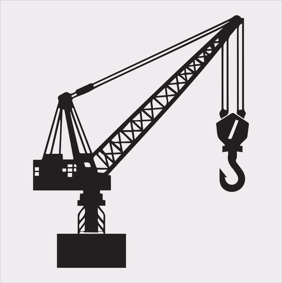 Building Crane and hook logo design silhouette on white background vector