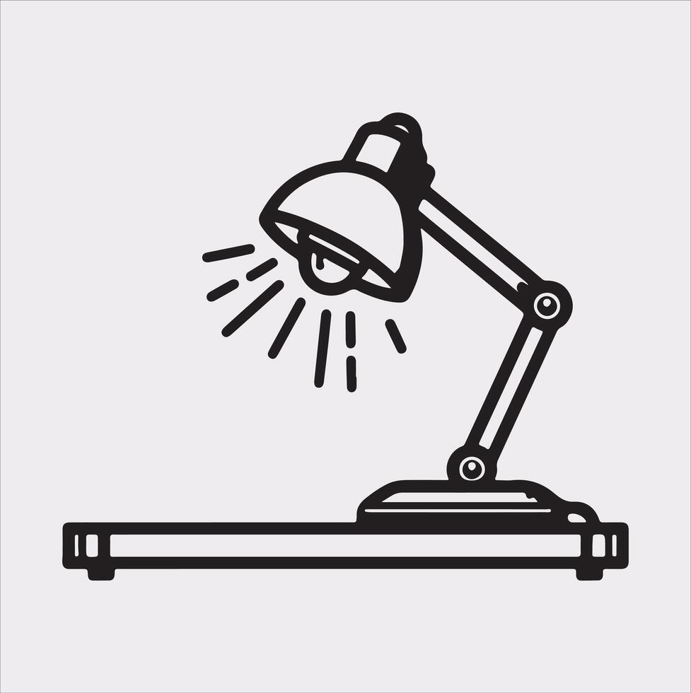 Desk lamp line Art silhouette on white background vector