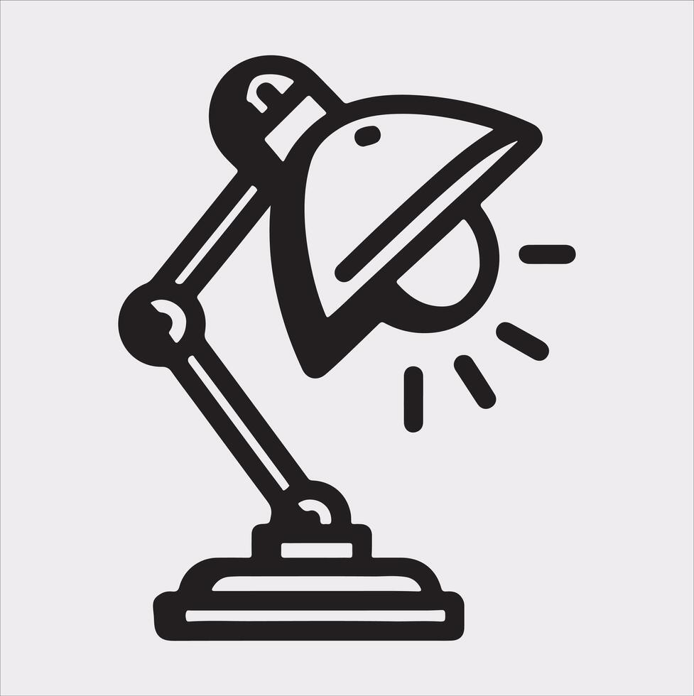 Desk lamp line Art silhouette on white background vector