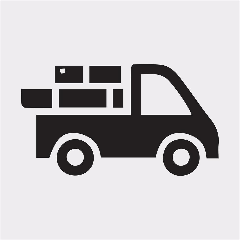 Delivery truck silhouette on white background vector