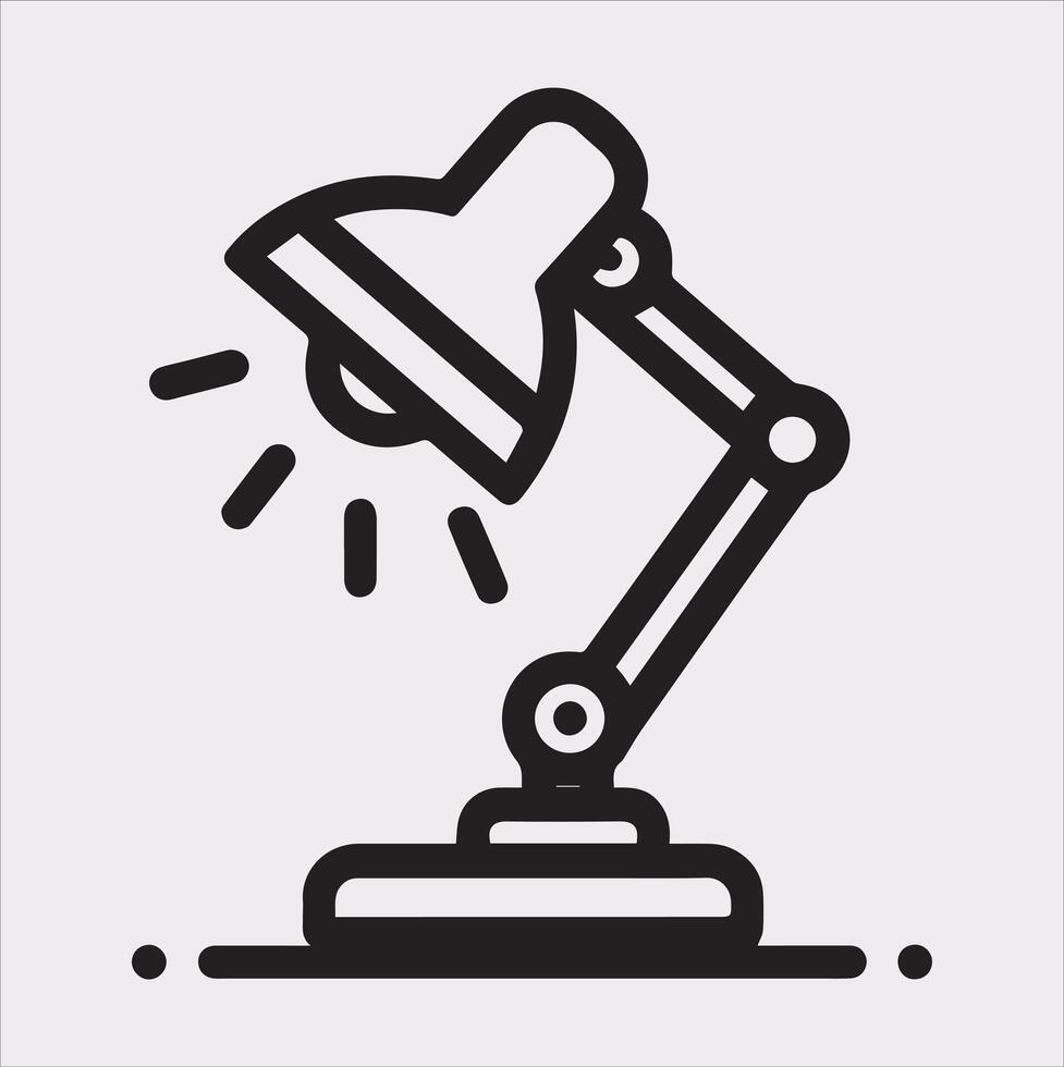 Desk lamp line Art silhouette on white background vector