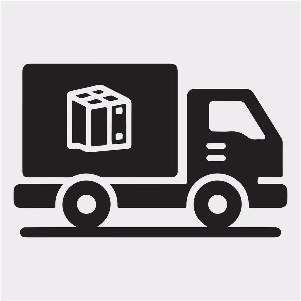 Delivery truck silhouette on white background vector