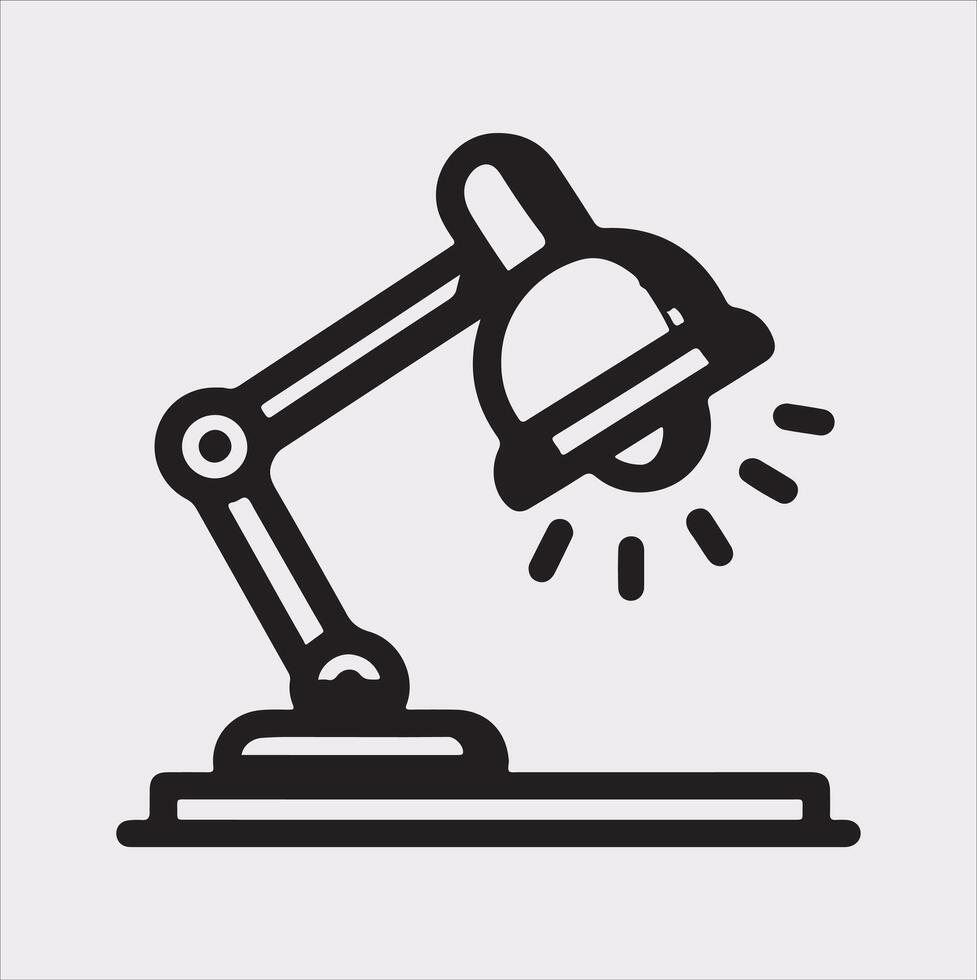 Desk lamp line Art silhouette on white background vector