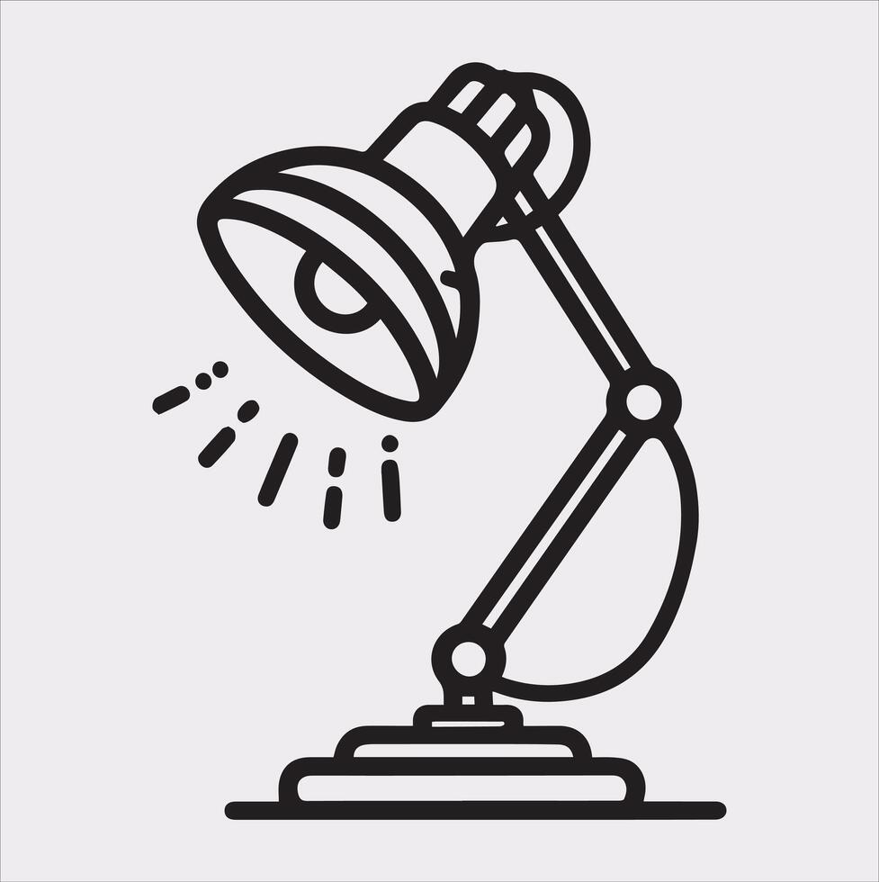 Desk lamp line Art silhouette on white background vector