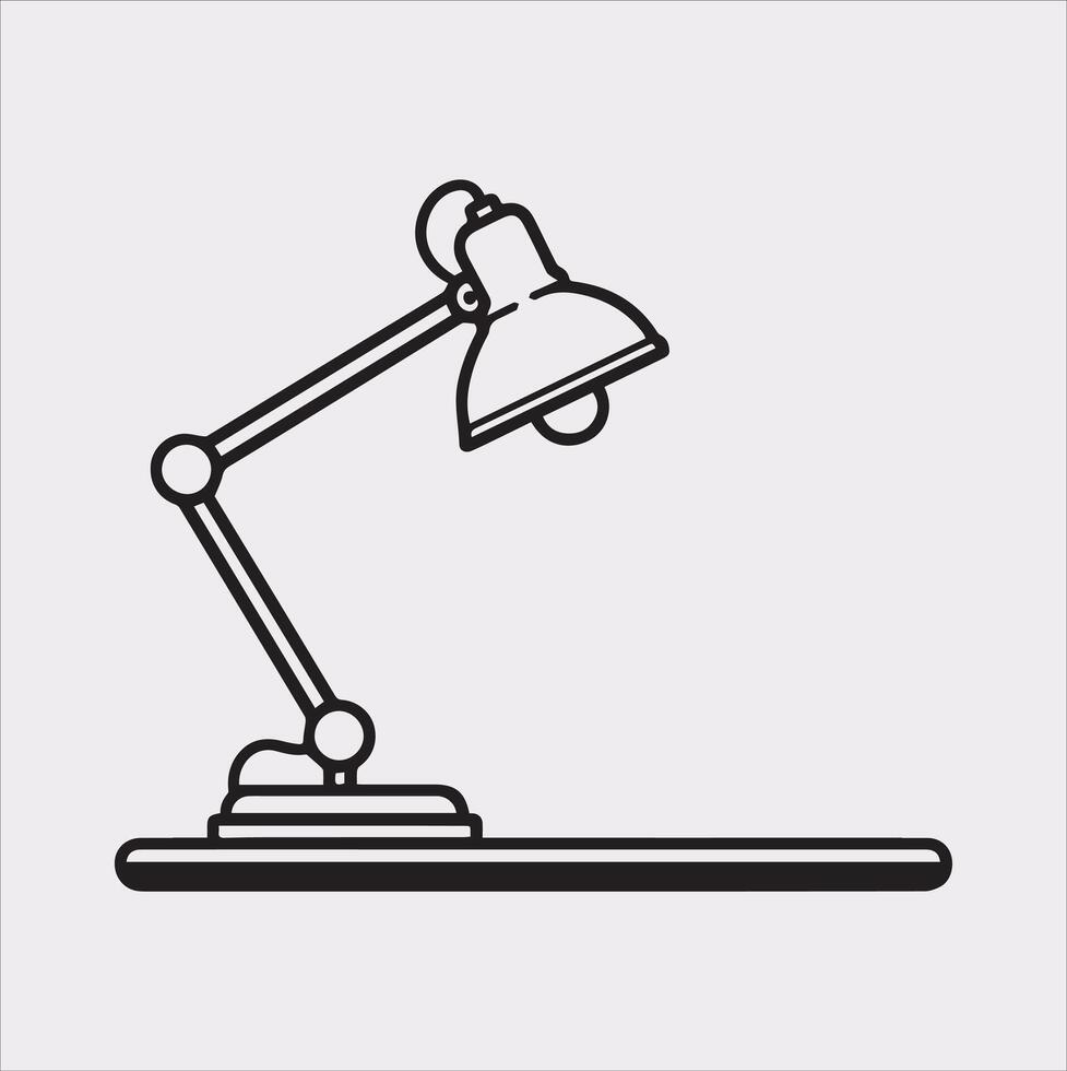 Desk lamp line Art silhouette on white background vector