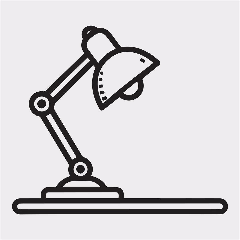 Desk lamp line Art silhouette on white background vector