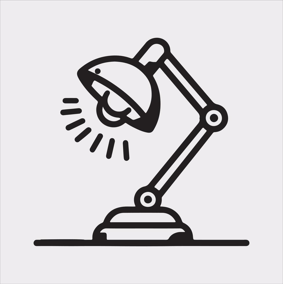Desk lamp line Art silhouette on white background vector
