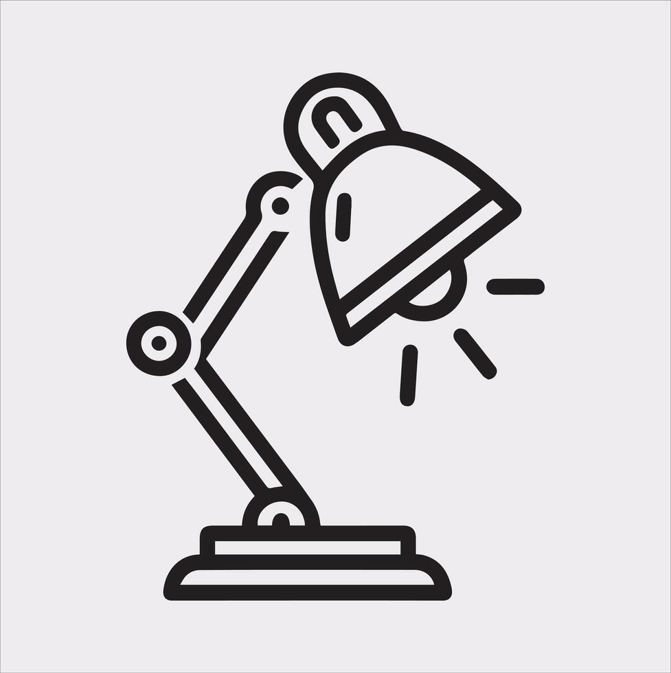 Desk lamp line Art silhouette on white background vector