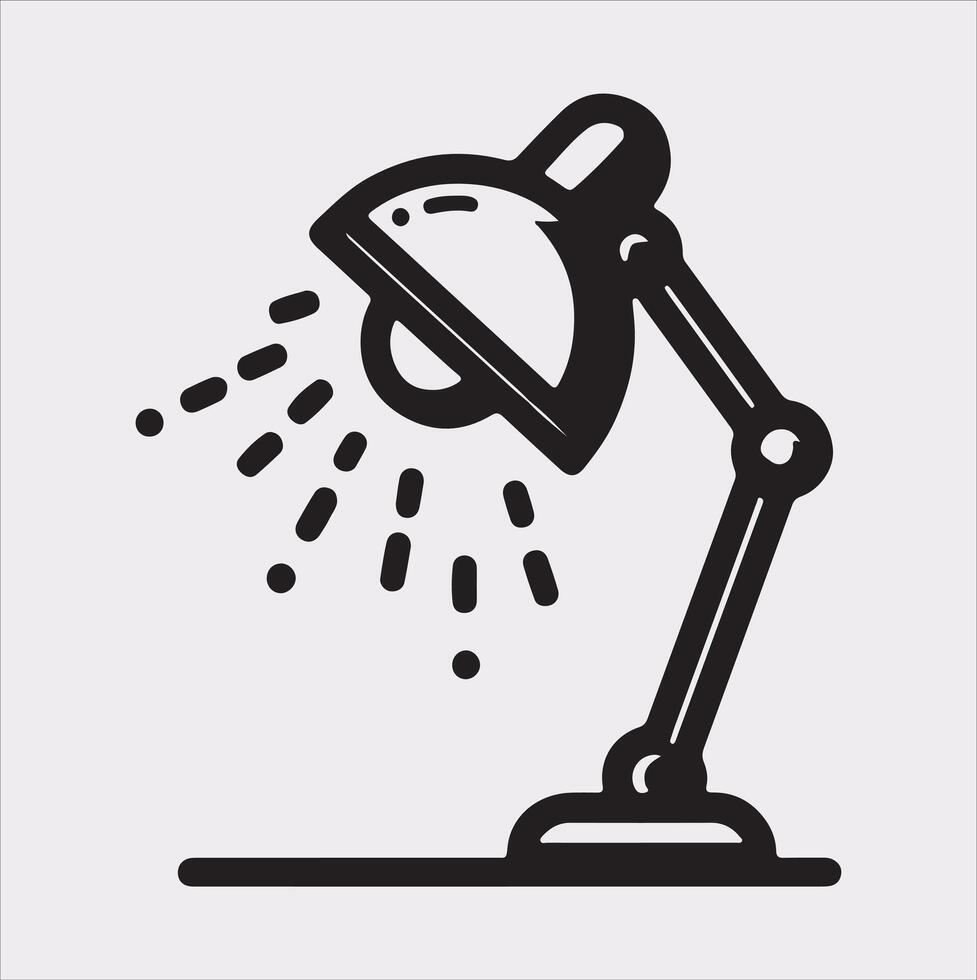Desk lamp line Art silhouette on white background vector