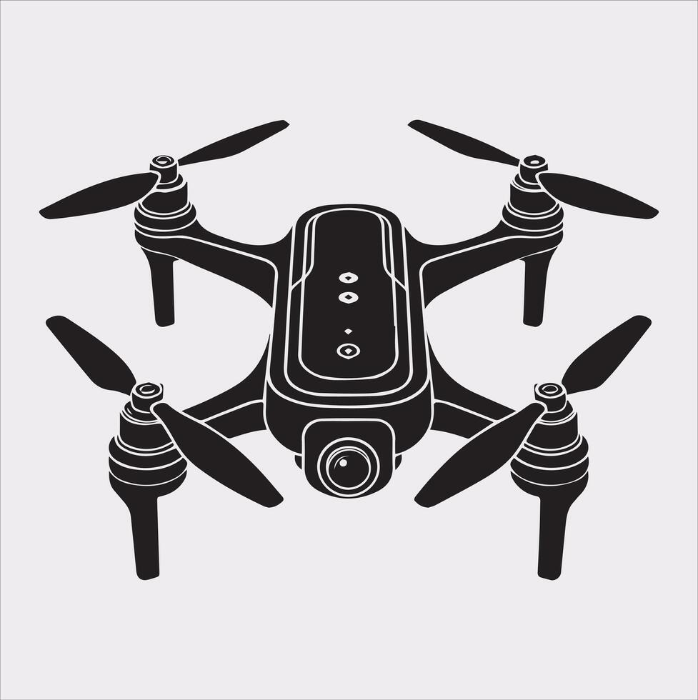 drone silhouette illustration on white background vector