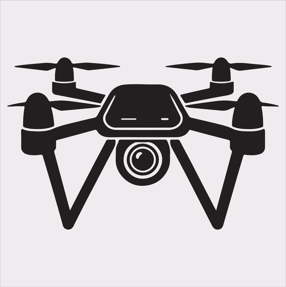 drone silhouette illustration on white background vector