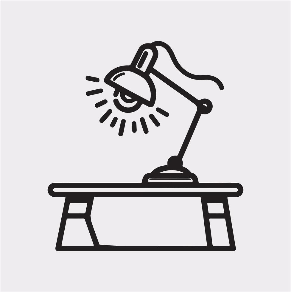 Desk lamp line Art silhouette on white background vector
