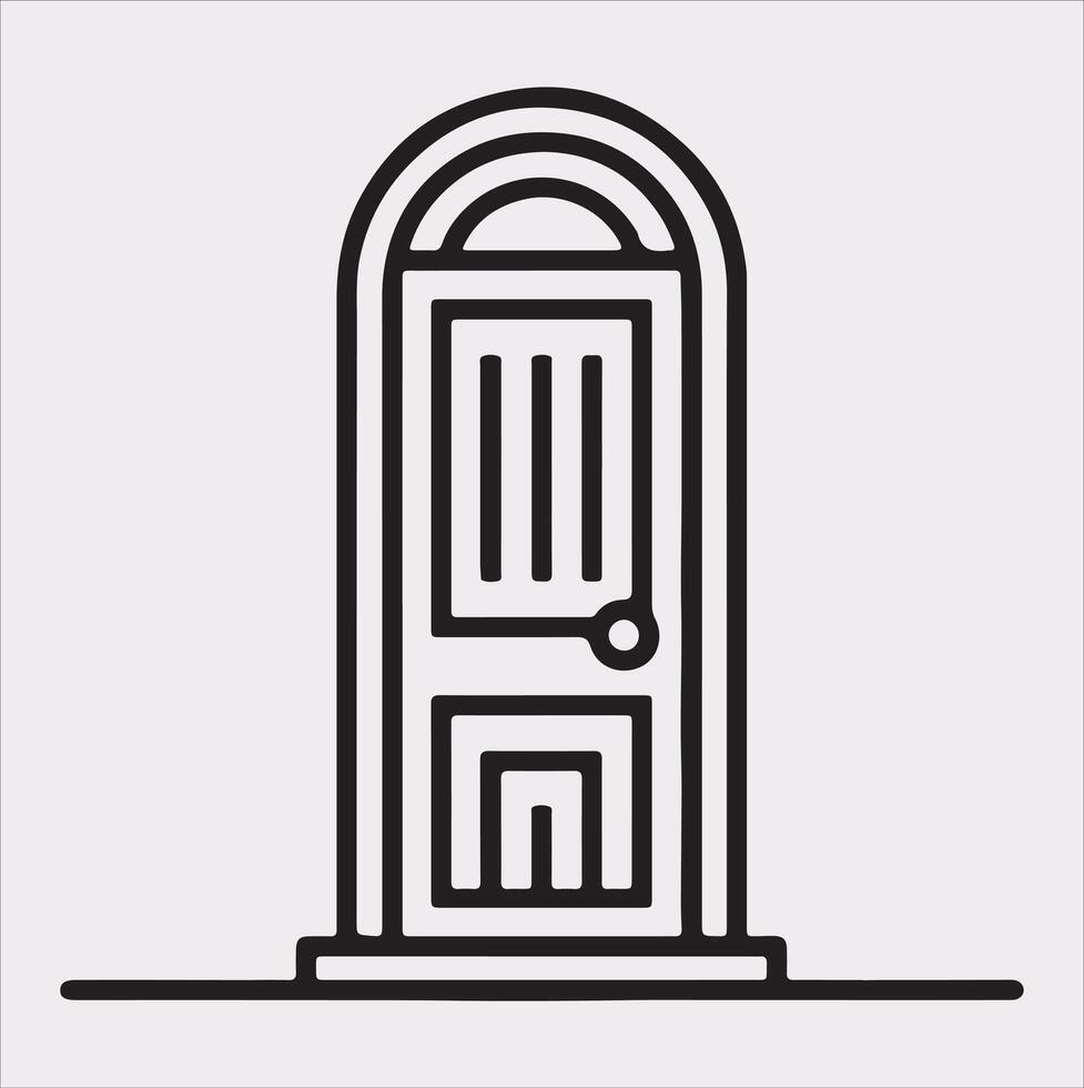 Door line art silhouette on white background vector