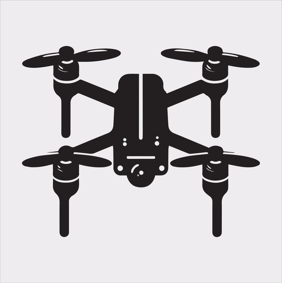 drone silhouette illustration on white background vector