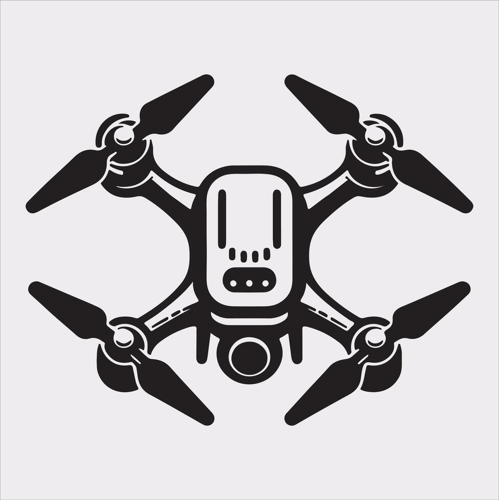 drone silhouette illustration on white background vector