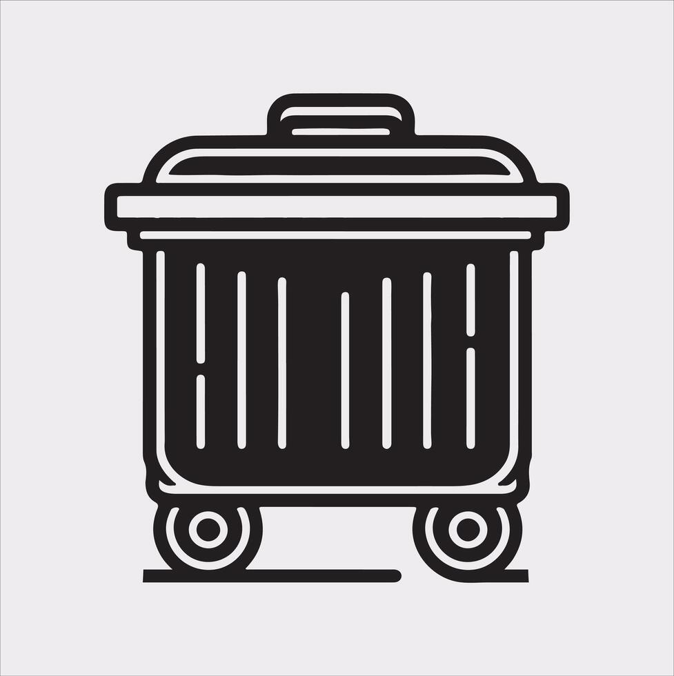 dumpster Icon of bin for trash silhouette on white background vector