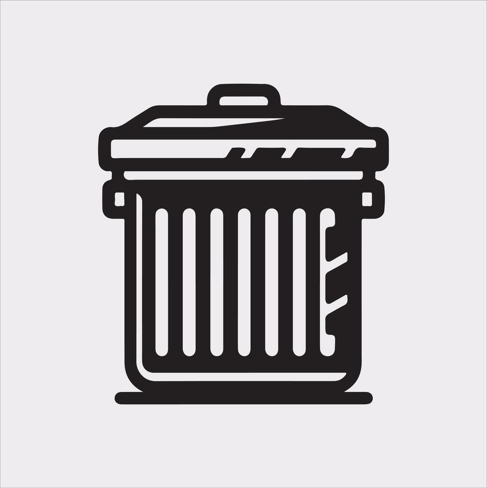 dumpster Icon of bin for trash silhouette on white background vector