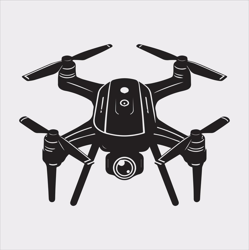 drone silhouette illustration on white background vector