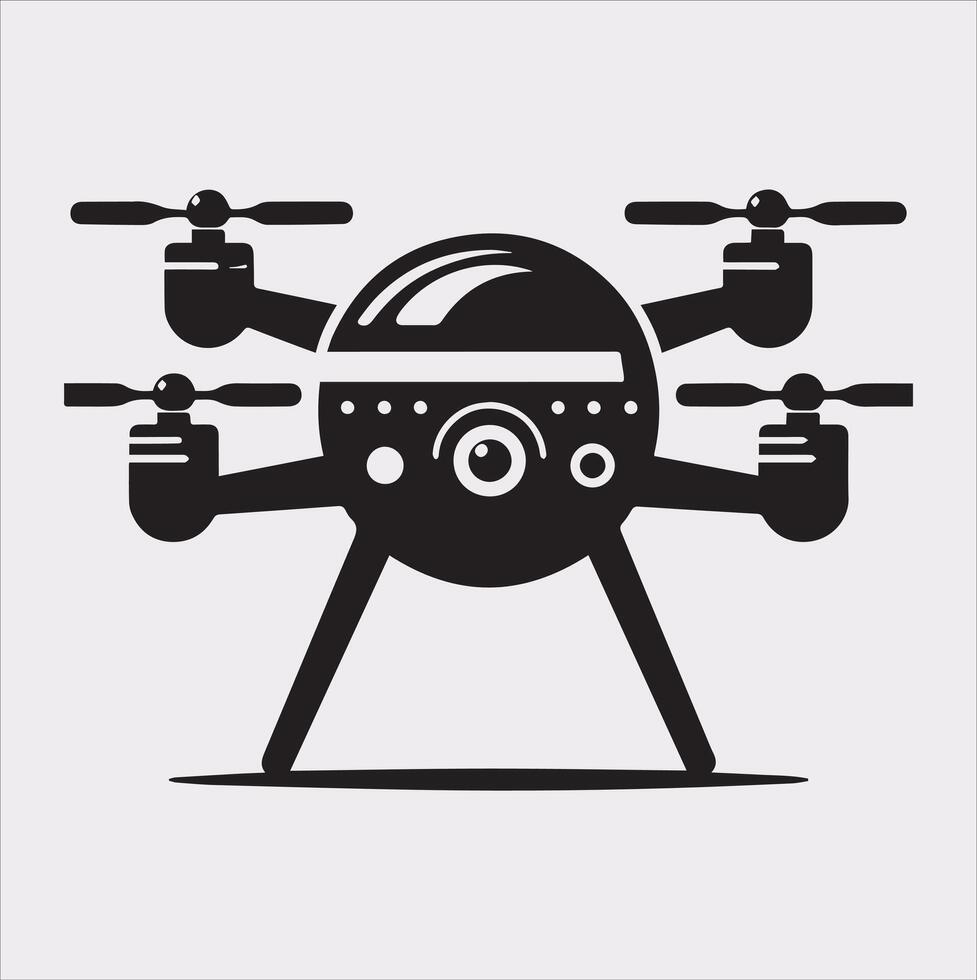 drone silhouette illustration on white background vector