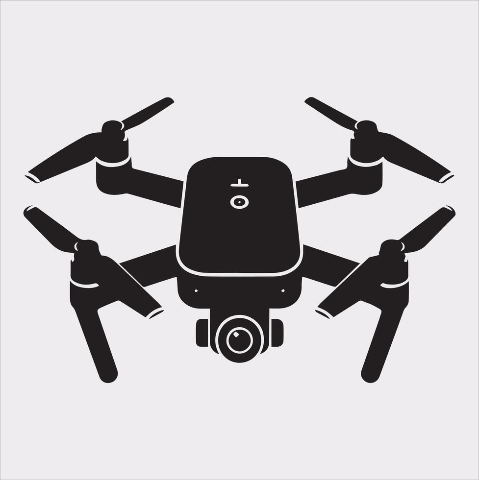 drone silhouette illustration on white background vector