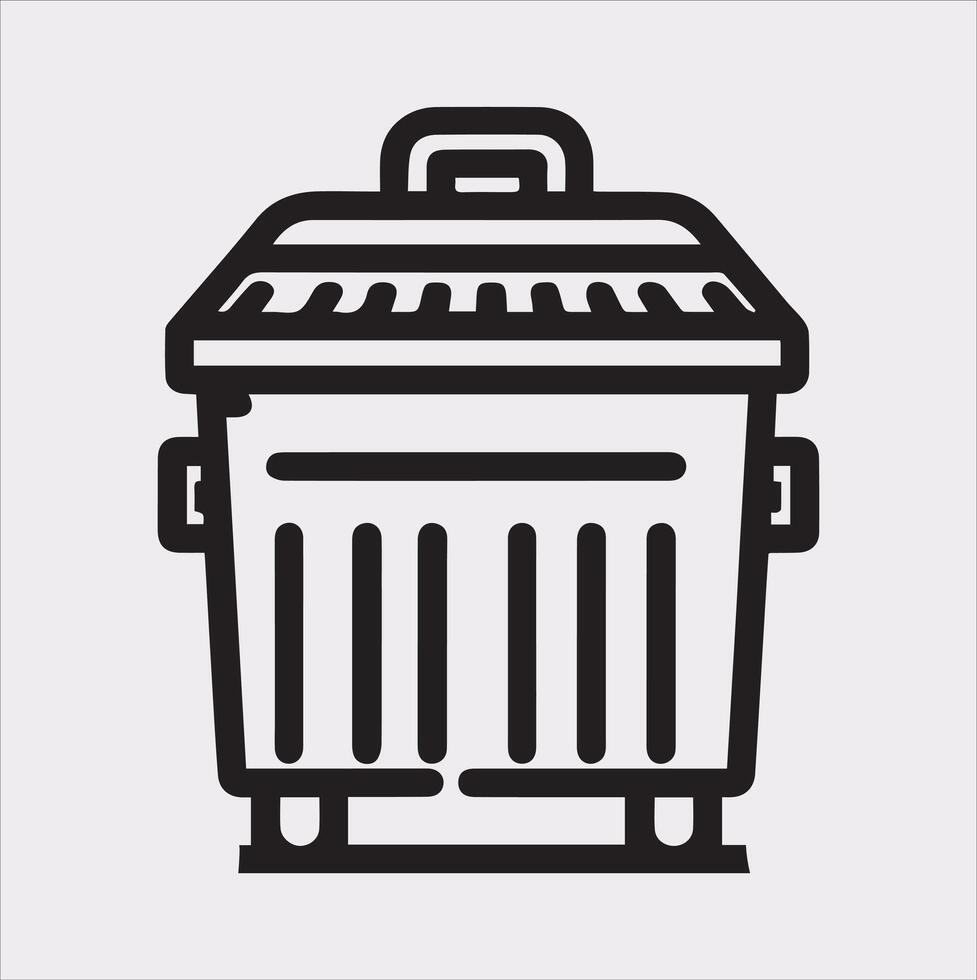 dumpster Icon of bin for trash silhouette on white background vector