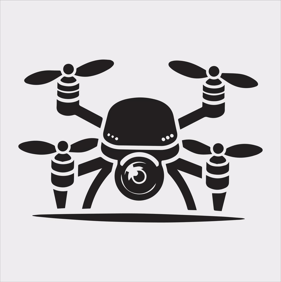 drone silhouette illustration on white background vector