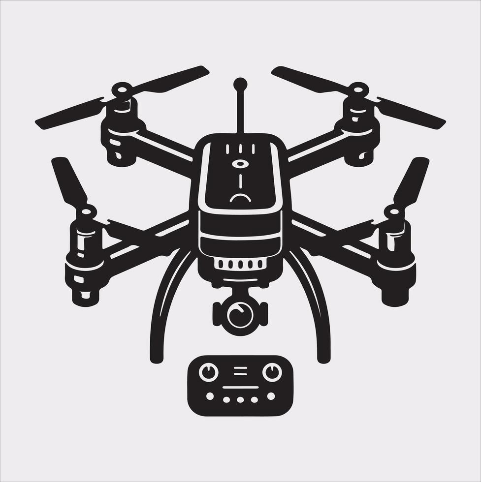 drone silhouette illustration on white background vector