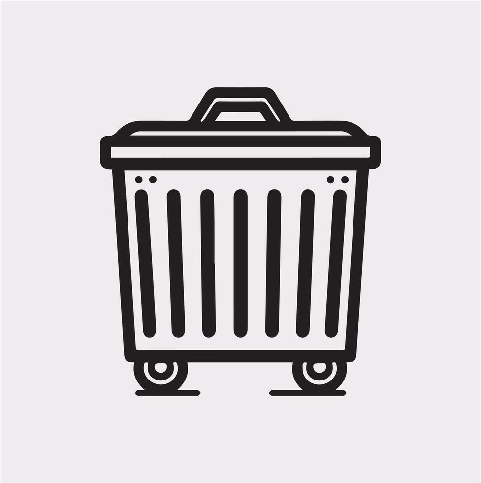 dumpster Icon of bin for trash silhouette on white background vector