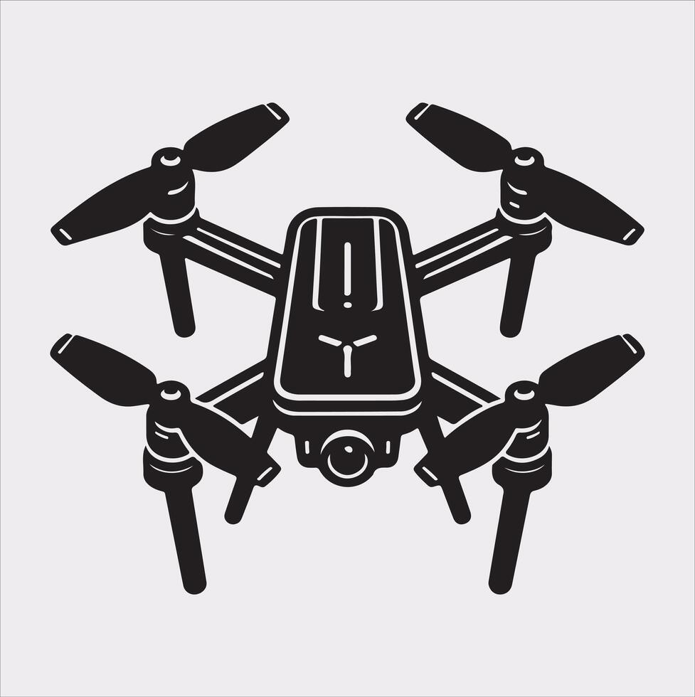 drone silhouette illustration on white background vector
