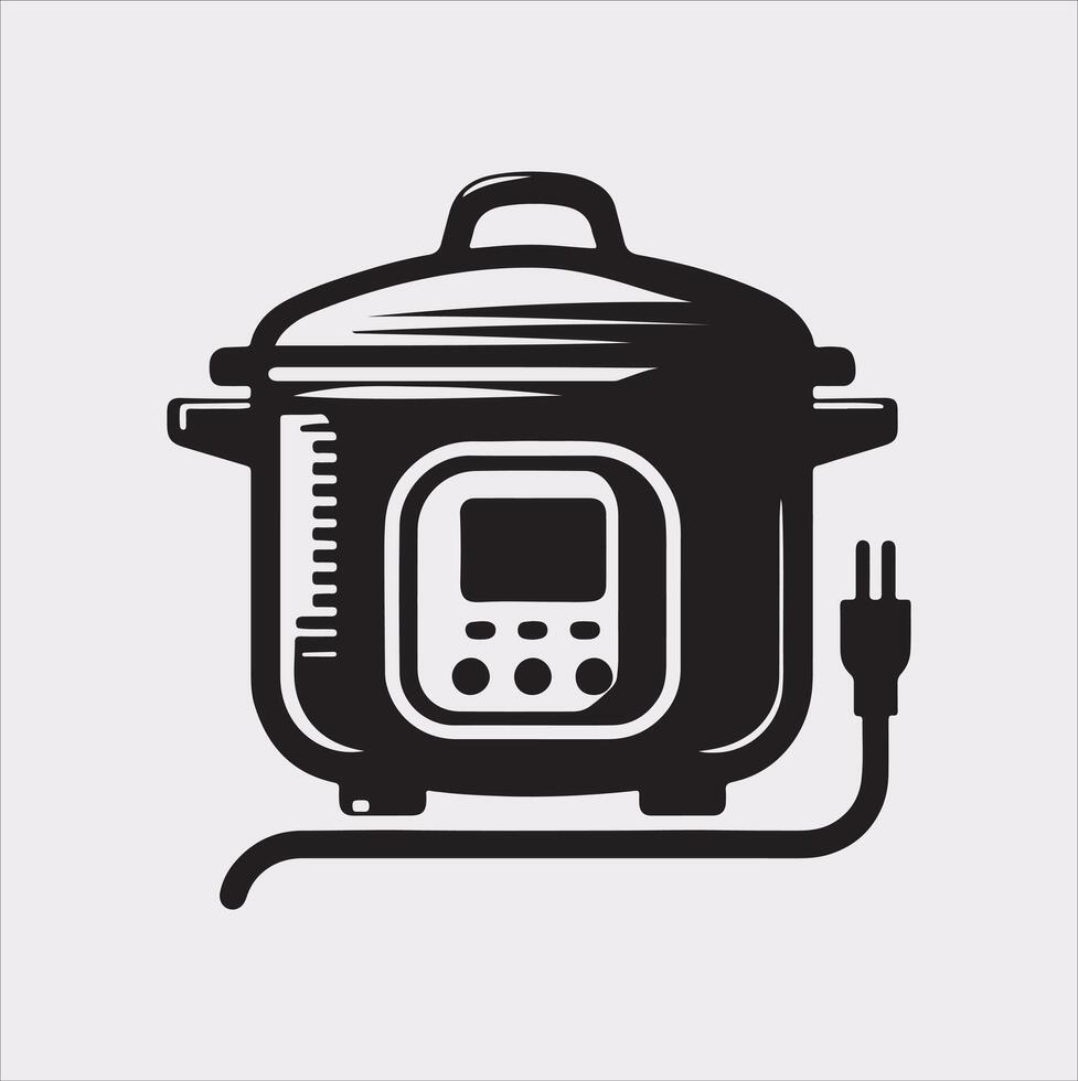 Electric pan Pressure Cooker silhouette on white background vector