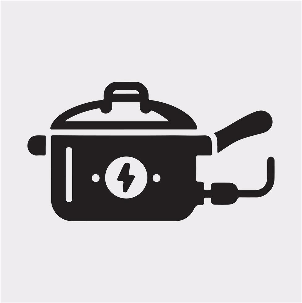 Electric pan Pressure Cooker silhouette on white background vector
