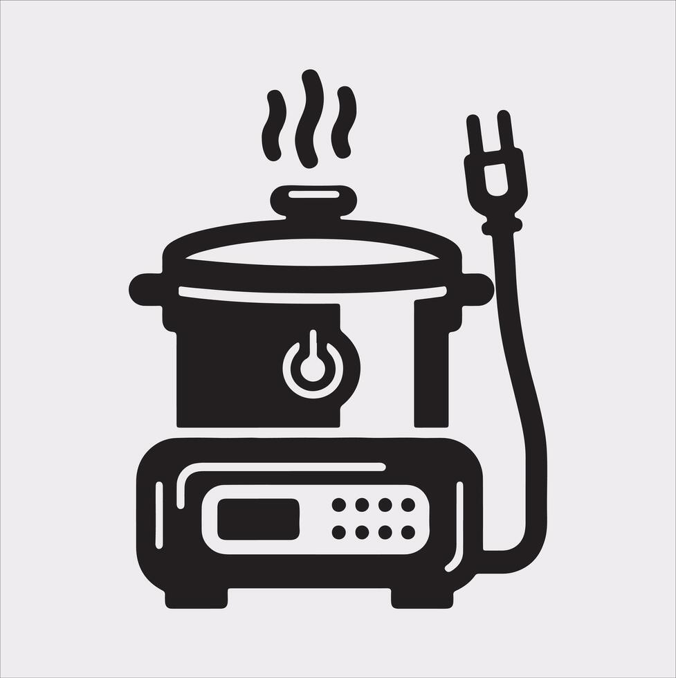Electric pan Pressure Cooker silhouette on white background vector