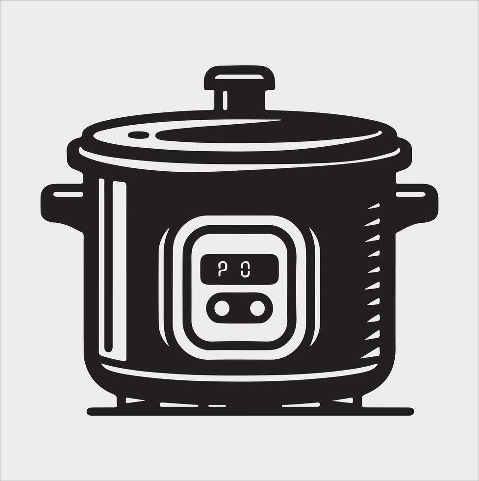 Electric pan Pressure Cooker silhouette on white background vector