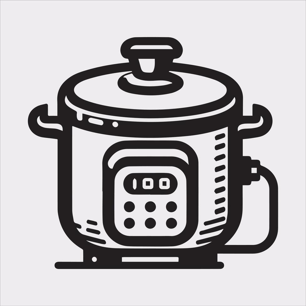 Electric pan Pressure Cooker silhouette on white background vector