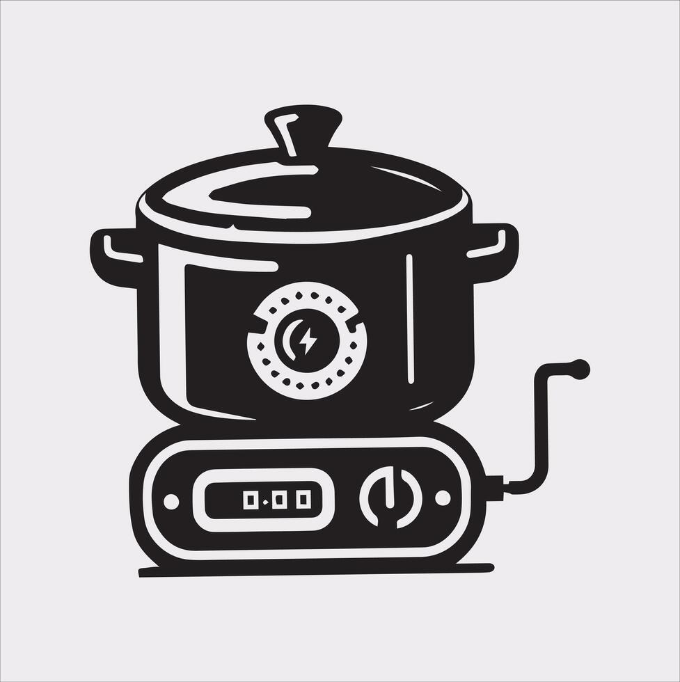Electric pan Pressure Cooker silhouette on white background vector