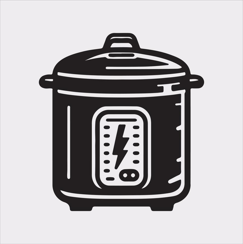Electric pan Pressure Cooker silhouette on white background vector