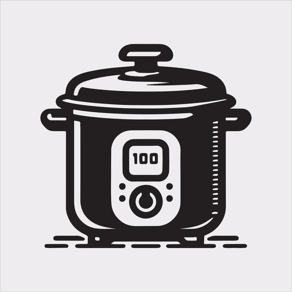 Electric pan Pressure Cooker silhouette on white background vector