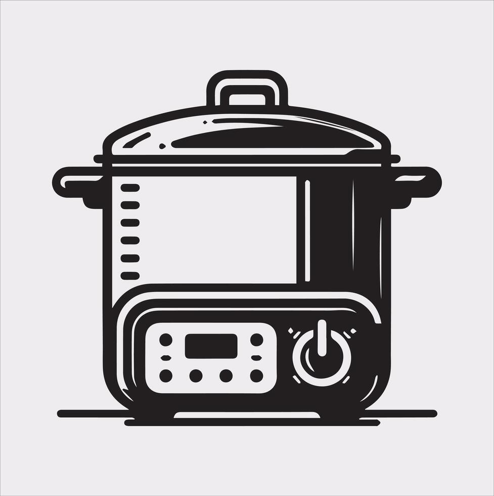 Electric pan Pressure Cooker silhouette on white background vector