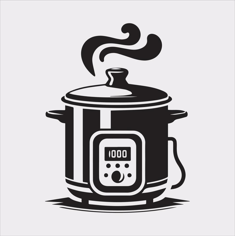 Electric pan Pressure Cooker silhouette on white background vector