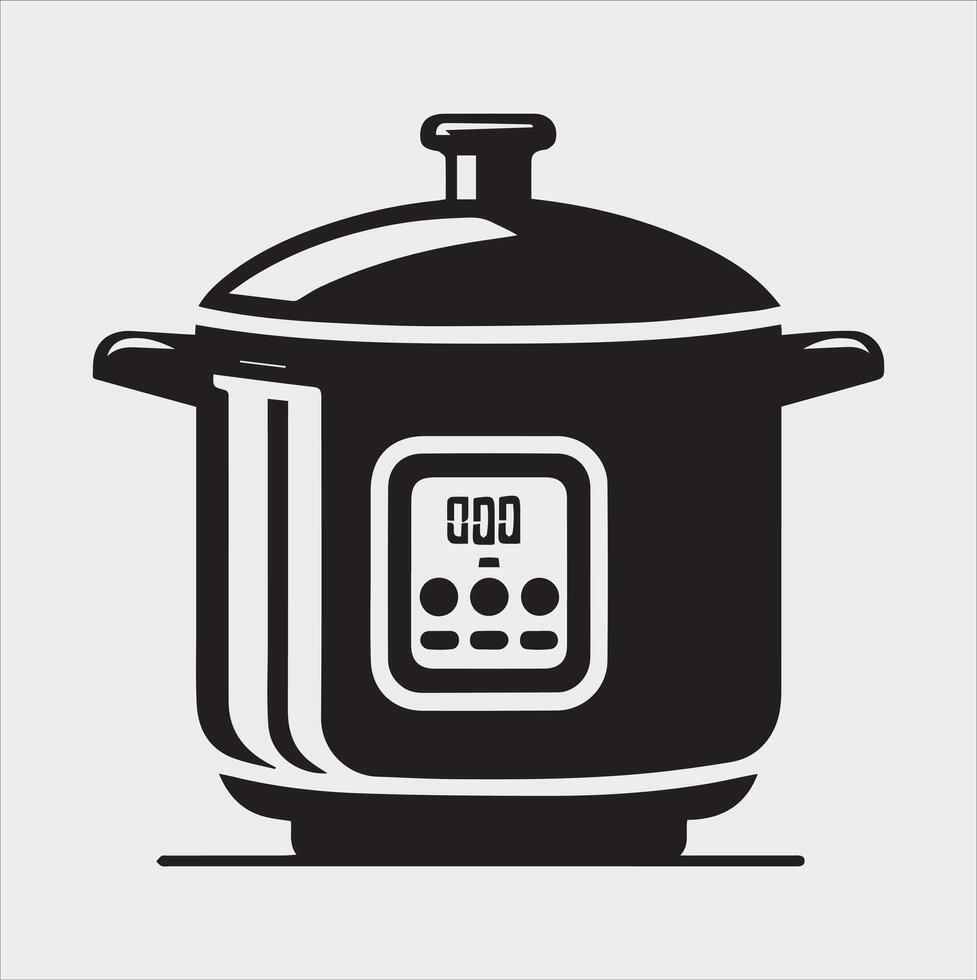 Electric pan Pressure Cooker silhouette on white background vector