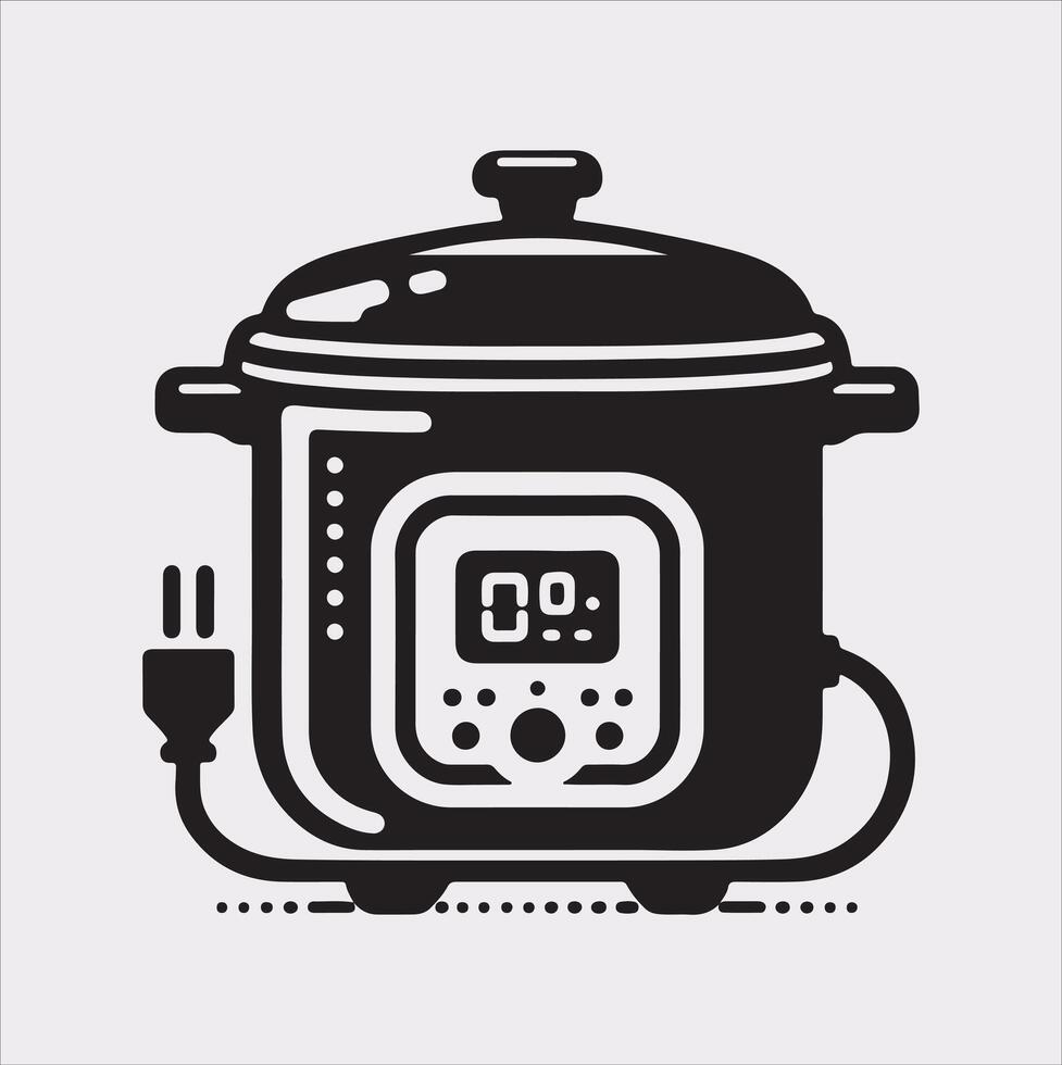 Electric pan Pressure Cooker silhouette on white background vector