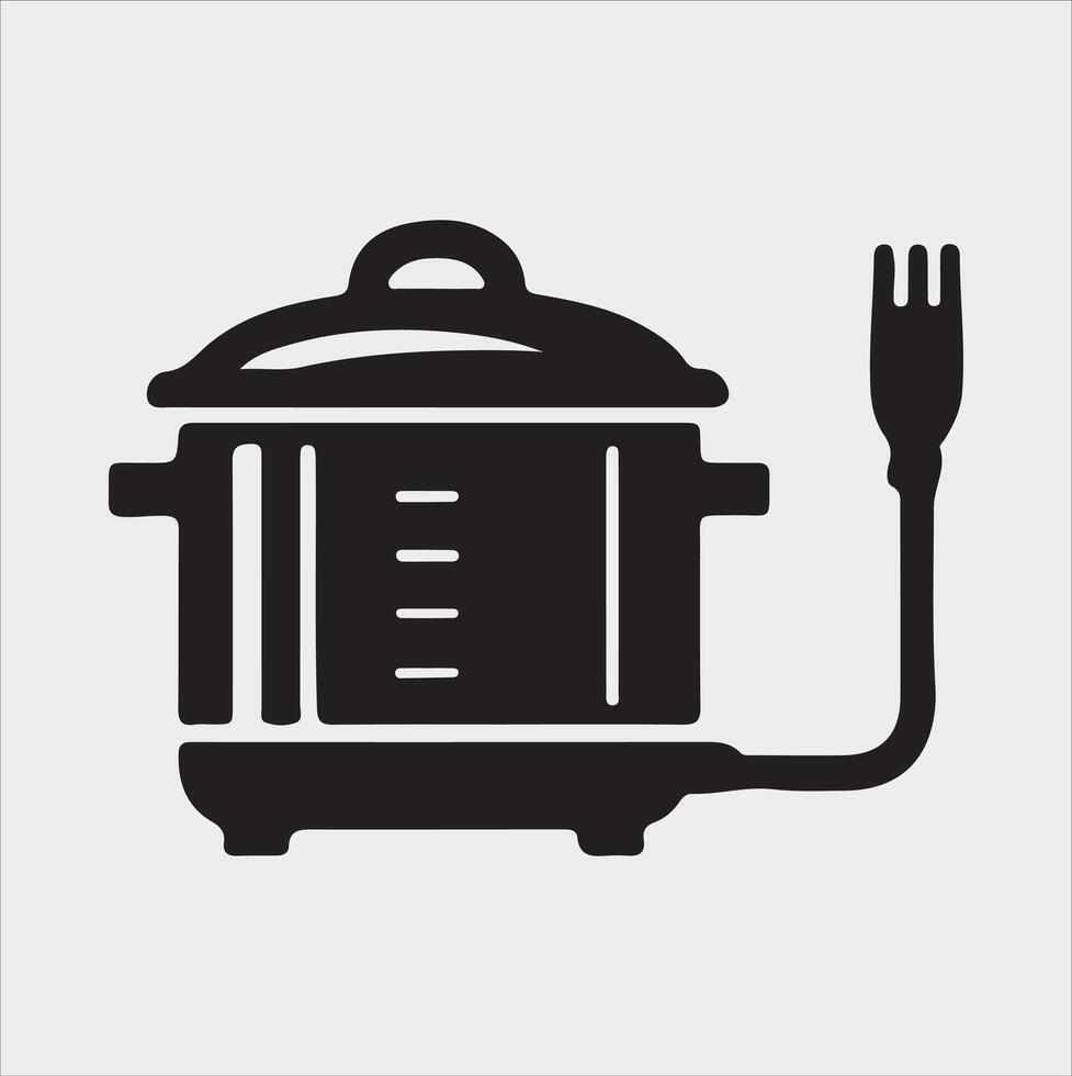 Electric pan Pressure Cooker silhouette on white background vector