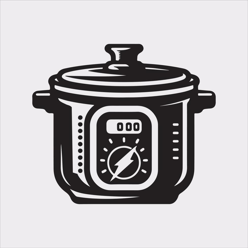 Electric pan Pressure Cooker silhouette on white background vector